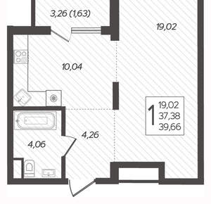 1-к квартира, вторичка, 40м2, 10/16 этаж