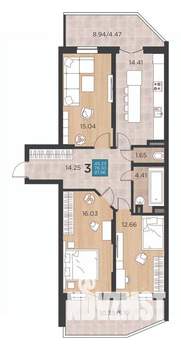 3-к квартира, сданный дом, 88м2, 3/17 этаж