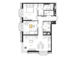 2-к квартира, вторичка, 68м2, 8/18 этаж