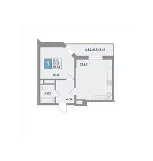 1-к квартира, вторичка, 52м2, 10/12 этаж