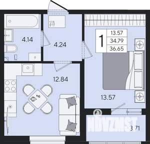 1-к квартира, вторичка, 37м2, 2/8 этаж