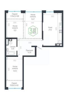 Студия квартира, вторичка, 85м2, 7/24 этаж