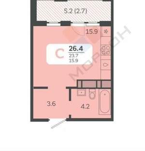 Студия квартира, вторичка, 24м2, 10/23 этаж