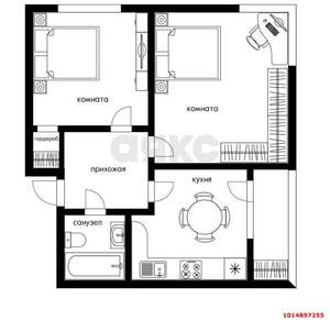 2-к квартира, вторичка, 49м2, 9/16 этаж