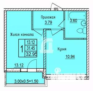 1-к квартира, вторичка, 33м2, 4/19 этаж