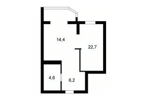 Студия квартира, вторичка, 40м2, 22/25 этаж