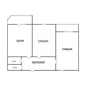 2-к квартира, вторичка, 53м2, 3/16 этаж