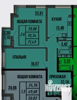 2-к квартира, вторичка, 70м2, 11/18 этаж