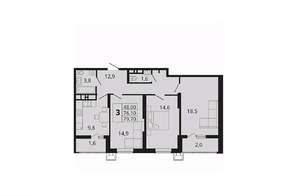 3-к квартира, вторичка, 80м2, 8/18 этаж