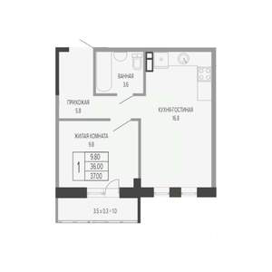 1-к квартира, вторичка, 37м2, 4/17 этаж