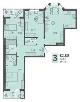 3-к квартира, вторичка, 83м2, 3/18 этаж