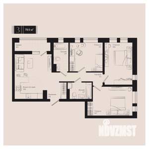 3-к квартира, вторичка, 79м2, 9/18 этаж