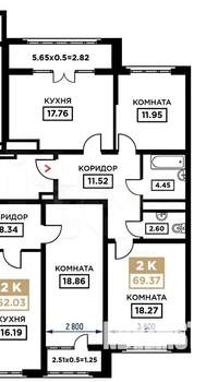 2-к квартира, вторичка, 70м2, 8/25 этаж