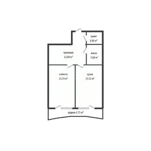 1-к квартира, вторичка, 46м2, 8/23 этаж