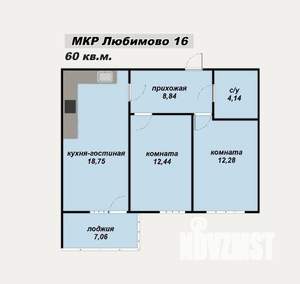 3-к квартира, вторичка, 60м2, 7/24 этаж