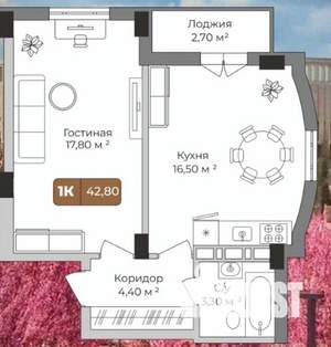 2-к квартира, вторичка, 43м2, 7/9 этаж
