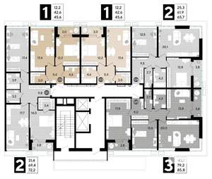 3-к квартира, строящийся дом, 86м2, 2/16 этаж