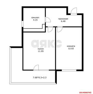 1-к квартира, вторичка, 35м2, 4/9 этаж