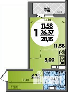 Студия квартира, строящийся дом, 28м2, 8/16 этаж