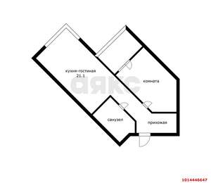 1-к квартира, вторичка, 60м2, 4/12 этаж