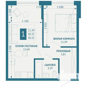 1-к квартира, строящийся дом, 40м2, 4/18 этаж