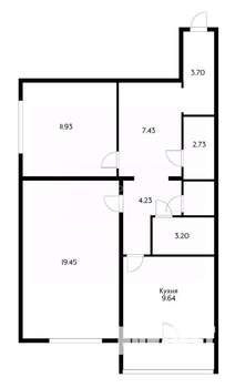 2-к квартира, вторичка, 64м2, 2/14 этаж