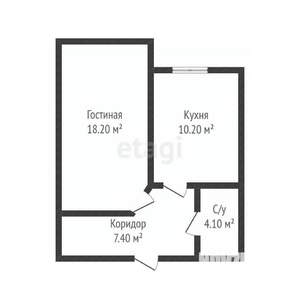 1-к квартира, вторичка, 40м2, 4/4 этаж