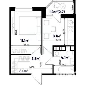 1-к квартира, строящийся дом, 31м2, 5/9 этаж