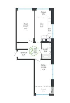 2-к квартира, вторичка, 67м2, 20/24 этаж