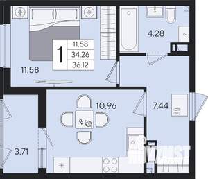 1-к квартира, вторичка, 36м2, 5/8 этаж