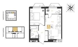 1-к квартира, строящийся дом, 39м2, 4/18 этаж