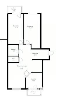3-к квартира, вторичка, 80м2, 2/3 этаж