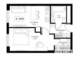 2-к квартира, вторичка, 41м2, 7/21 этаж