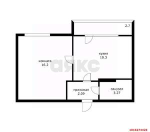 1-к квартира, вторичка, 32м2, 3/3 этаж