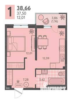1-к квартира, вторичка, 39м2, 11/18 этаж