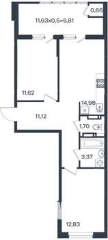 2-к квартира, вторичка, 62м2, 13/18 этаж