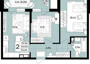 2-к квартира, вторичка, 55м2, 4/18 этаж