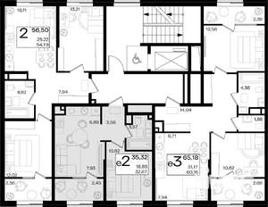 2-к квартира, вторичка, 57м2, 3/16 этаж