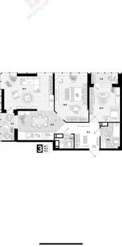 3-к квартира, вторичка, 70м2, 15/16 этаж