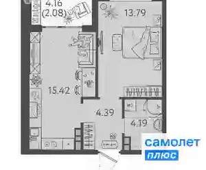 1-к квартира, вторичка, 40м2, 7/9 этаж