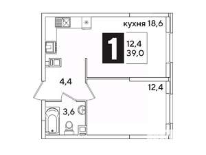 1-к квартира, вторичка, 39м2, 6/16 этаж