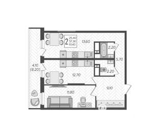 2-к квартира, вторичка, 61м2, 12/16 этаж