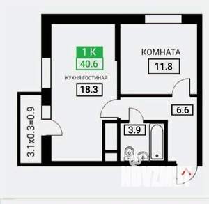 1-к квартира, вторичка, 41м2, 6/24 этаж