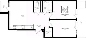 2-к квартира, вторичка, 61м2, 6/10 этаж