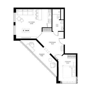 3-к квартира, вторичка, 68м2, 7/19 этаж