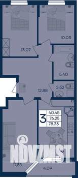3-к квартира, вторичка, 78м2, 2/18 этаж