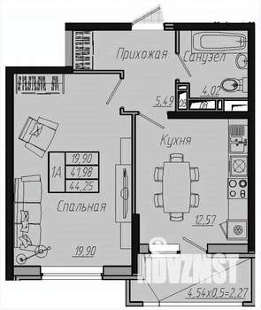 1-к квартира, вторичка, 42м2, 12/20 этаж