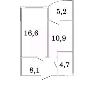 1-к квартира, вторичка, 42м2, 13/16 этаж