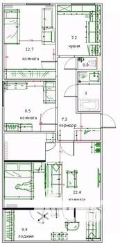 3-к квартира, вторичка, 68м2, 4/9 этаж