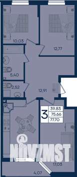 3-к квартира, вторичка, 78м2, 2/18 этаж